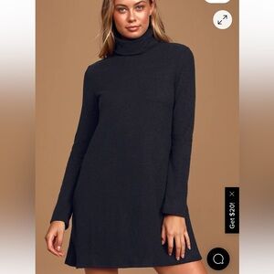 Lulu's Black Knit Turtleneck Dress